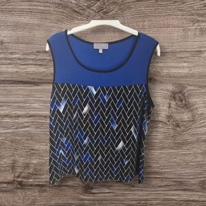 ⭐️Laura Blue Sleeveless Chevron Tank Top Size Med